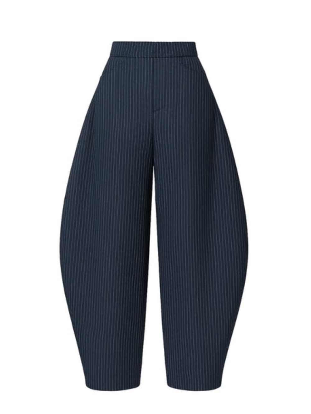 Wide Pinstripe Balloon Pants in Navy